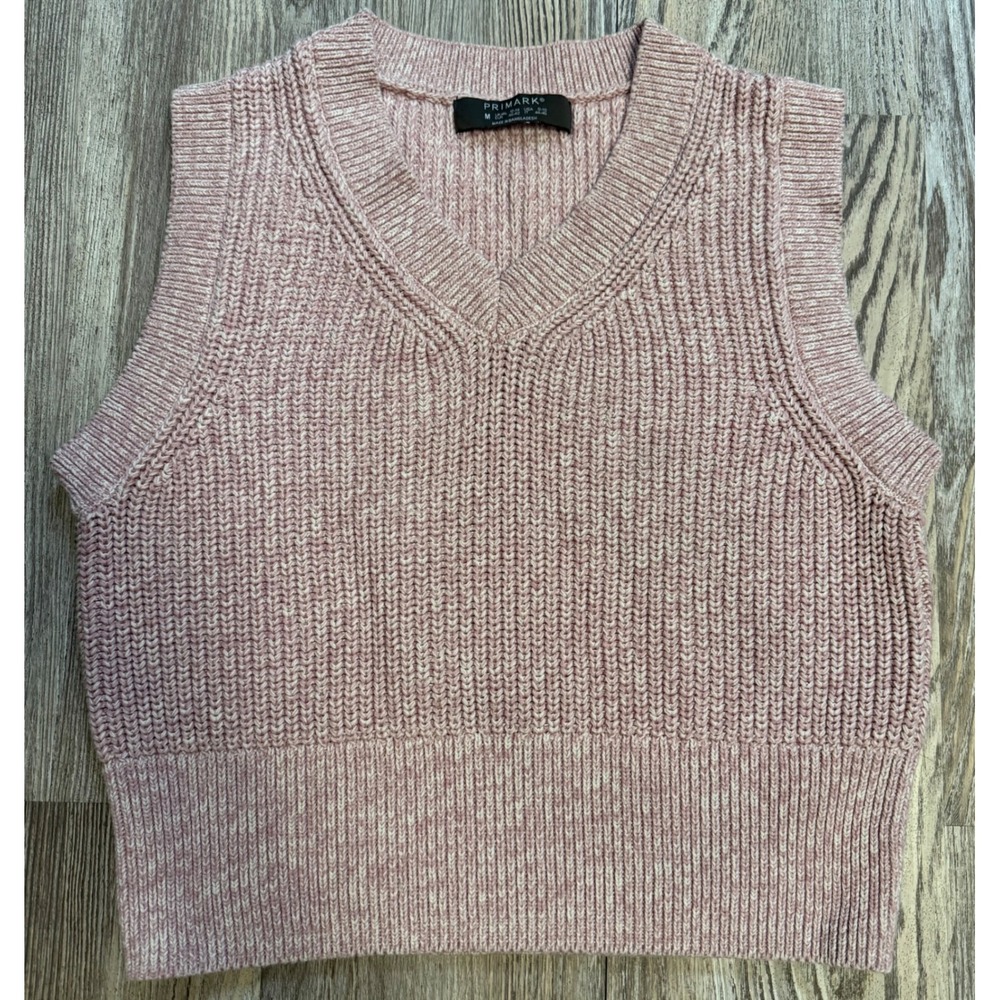 Primark Womens Pink Marl Ribbed V-Neck Sweater Vest Size M